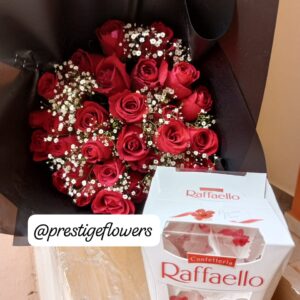 RAFFAELLO CHOCOLATE & RED ROSES BOUQUET