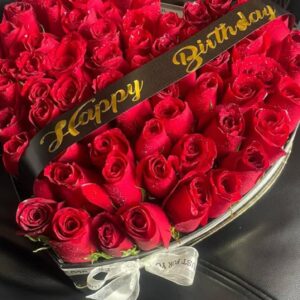 HEART BOX WITH RED ROSES