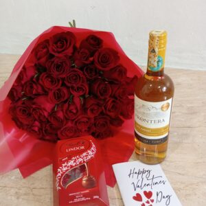 WINE, CHOCOLATE & RED ROSES BOUQUET
