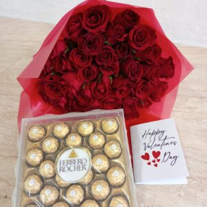 24 FERRERO CHOCOLATES & RED ROSES