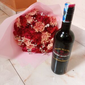 CARNATIONS BOUQUET & PIERRE MARCEL WINE