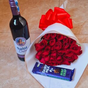 SWEET CELINE WINE, CHOCOLATE & RED ROSES