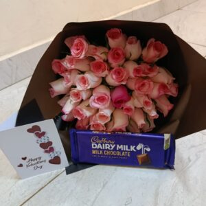PINK ROSES WITH CHOCOLATE