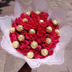 16 FERRERO CHOCOLATES PAIRED WITH ROSES