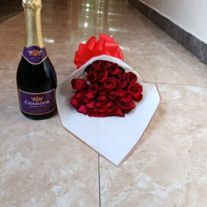 NON-ALCOHOLIC WINE & RED ROSES